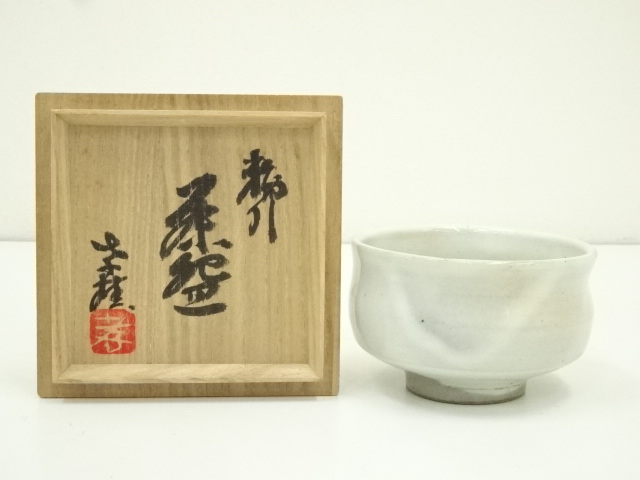佐久間孝雄造　粉引茶碗（共箱）